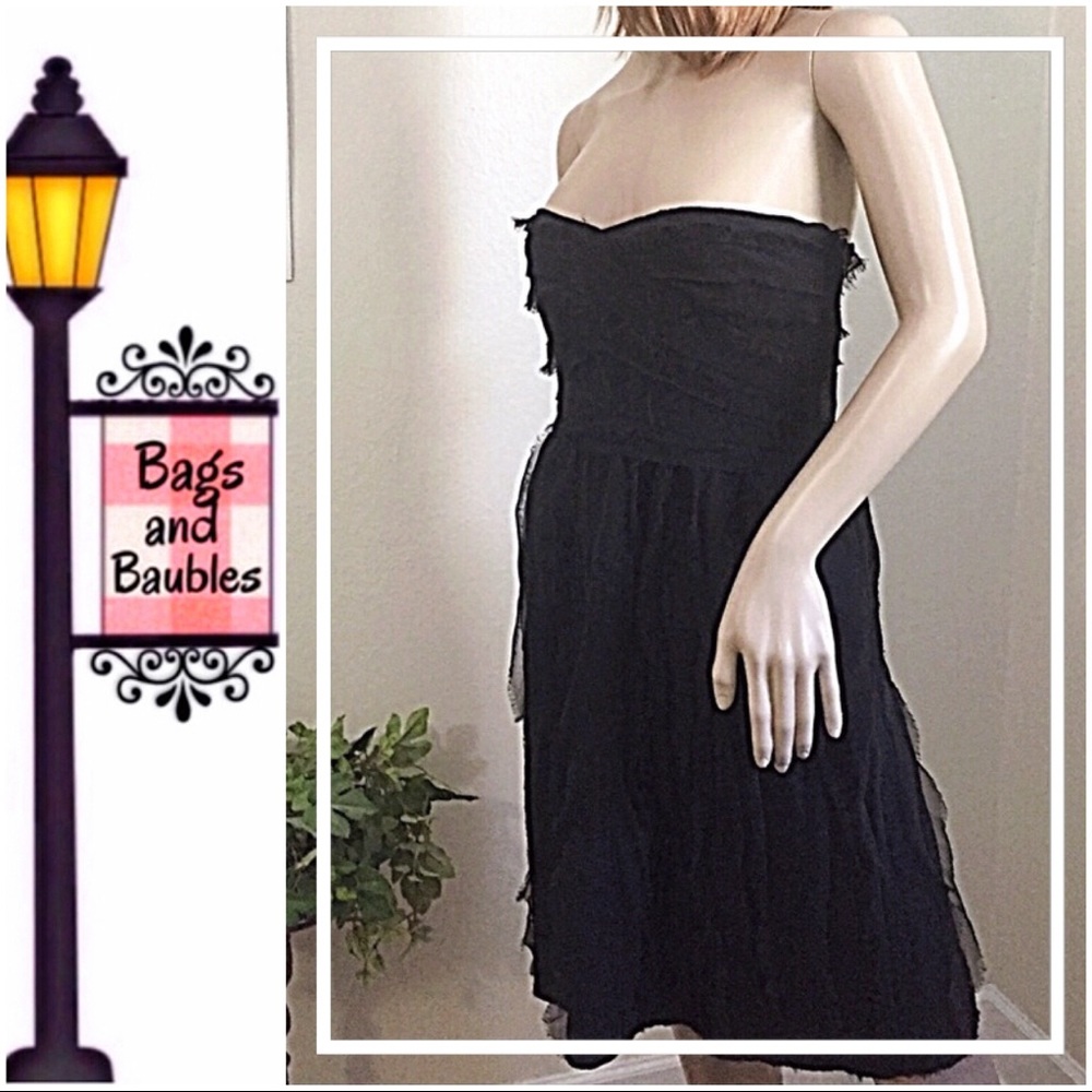 DIANE VON FURSTENBURG Black Strapless Dress, Sz 6